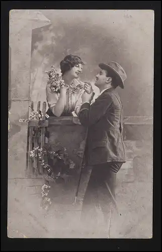 AK Mann hält zärtlich schmachtend die Hand junger Frau, HASBERGEN 16.2.1916