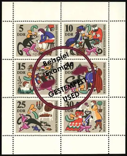 1426-1431 Märchen-Kleinbogen Der gestiefelte Kater, Tagesstempel