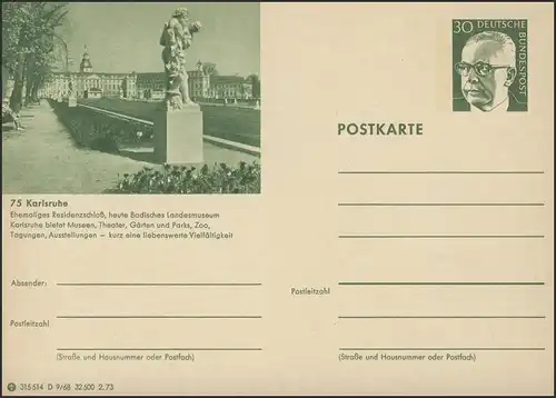 P108-D09/068 75 Karlsruhe, ehem. Residenzschloß **