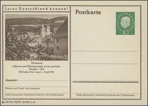 P053-95/595 Wiesensteig/Württemberg, 1100-Jahr-Feier 1961 **