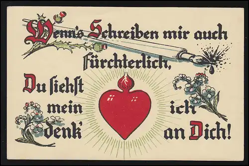 Liebe "Wenns Schreiben mir auch fürchterlich" Herz stehlen Bildhaft, ungebraucht