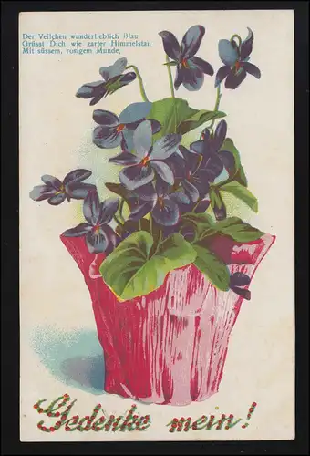 Liebe AK "Gedenke Mein!" Der Veilchen wunderlieblich Blau, gelaufen 1917