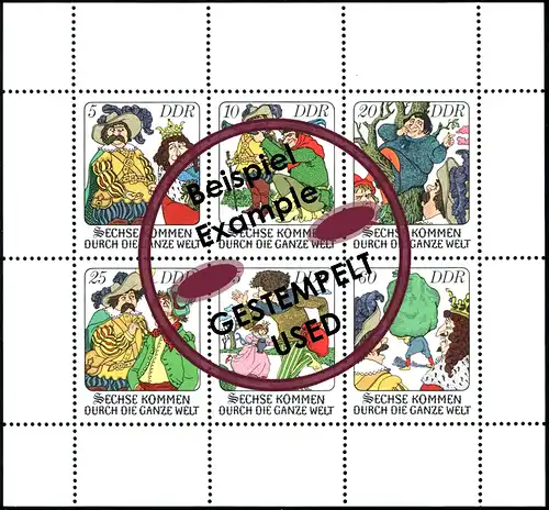 2281-2286 Petite feuille de conte de fées 1977, avec cachet journalier