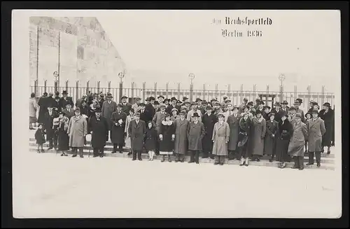 Foto AK Reichssportfeld SSt Olympia Ringe Glocke BERLIN 25.10.1936, beschriftet