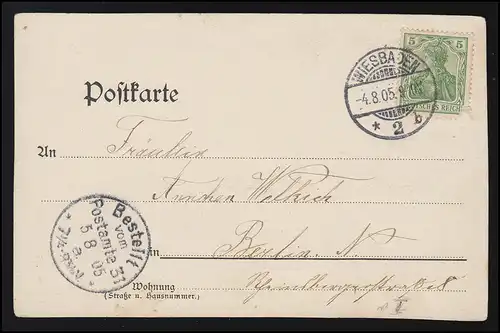 Foto AK Kinder Teenager junges Mädchen lange Haare WIESBADEN/ BERLIN 4./5.8.1905