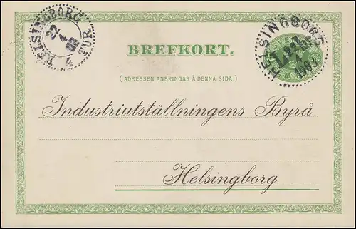 Postkarte P 19 BREFKORT 5 Öre als Orstkarte HELSINGBORG L 22.4.1903