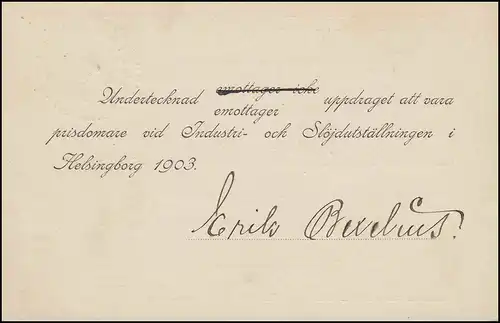 Postkarte P 19 BREFKORT 5 Öre als Orstkarte HELSINGBORG L 22.4.1903 