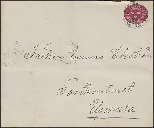 Couverture 9X Trois couronnes 10 Öre, STOCKHOLM 15.10.1893 vers UPSALA 16.10.93