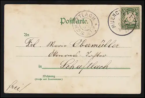 AK Frauen feine Dame Rokkoko Barock Hofdame Hut, MÜNCHEN/ SCHAFTLACH 8.9.1900