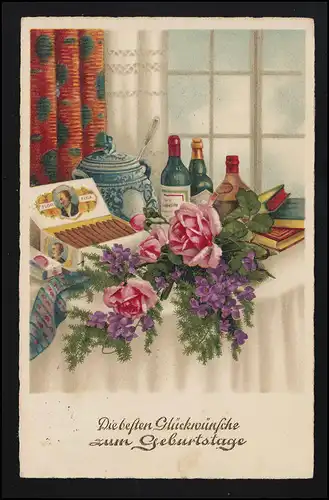 Félicitations AK Anniversaire Flor Fina Cigares, pot de vin, Livres BERLIN 4.2.34