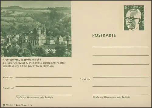P108-D09/066 7109 Schöntal/Chagst Monastère cistercien**