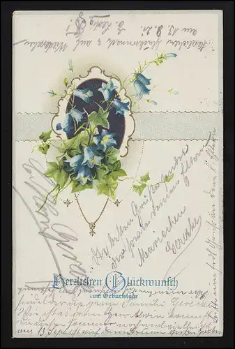 Félicitations pour l'anniversaire des fleurs lier Band Bahnpost MAGEDEBURG HANNOVER 1921