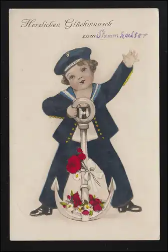 Kinder AK Glückwunsch zum Stammhalter, Junge Anker Matrose, KIEL 4.11.1933