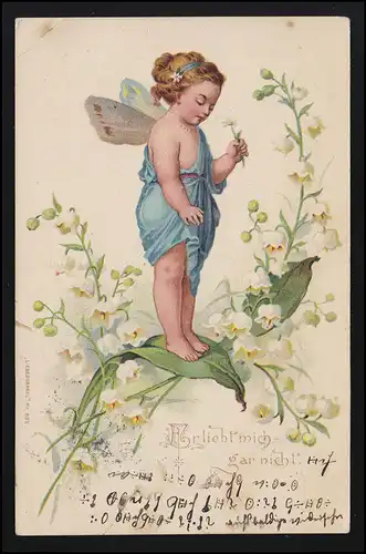 AK Kind ELFE Flügel Maiblumen "Er liebt mich gar nicht" WIEN/ ALTENMARKT 1914