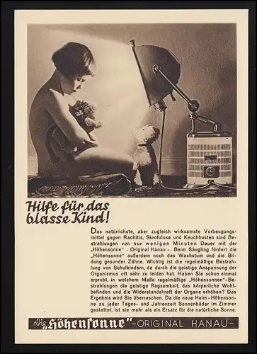 Annonce AK soleil de hauteur original Hanau, aide pour l'enfant pâle, non utilisé