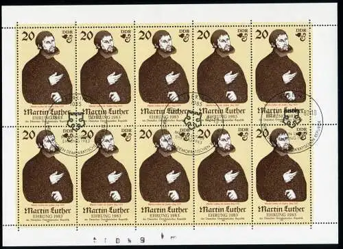 2755IV Luther 20 Pf im Kleinbogen IV mit c statt e, F. 8, ESSt Berlin 9.11.1982