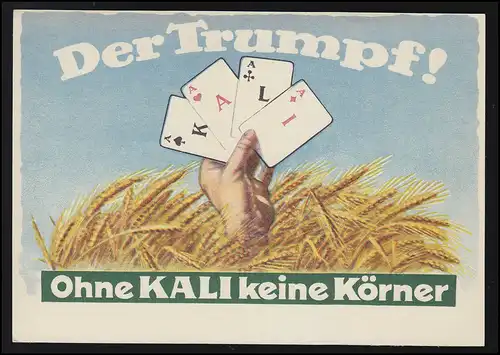 Werbe AK  "Ohne Kali keine Körner" Der Trumpf! Ass Hand KALISYNDIKAT ungebraucht