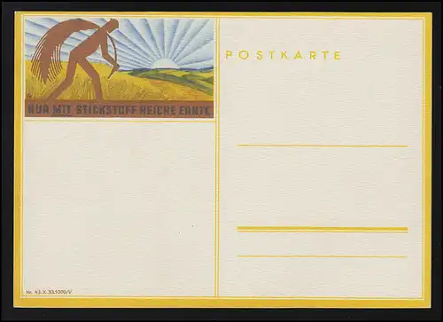 Publicité AK " Uniquement avec de l'azote riche en récolte" Bauer champ épis soleil, non utilisé