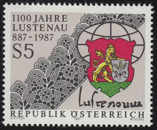 1885 1100 Jahre Lustenau, Gemeindewappen + Stickereimuster, 5 S, postfrisch **