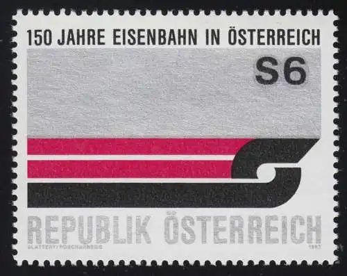 1886 150 ans de chemin de fer en Autriche, emblème anniversaire, 6 p ** de bloc 9
