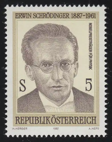 1892 100e anniversaire, Erwin Schrödinger, physicien / Prix Nobel 1933, 5 S **