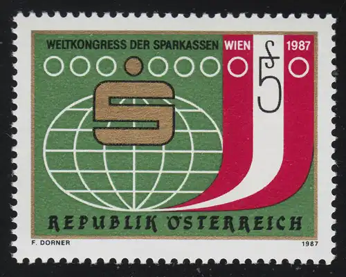 1898 Weltkongress d. Sparkassen Wien, Emblem Weltkugel Flagge, 5 S postfrisch **