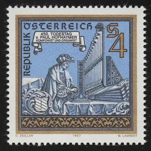 1899 450. Todestag, Paul Hofhaymer, Komponist /Organist, 4 S postfrisch **