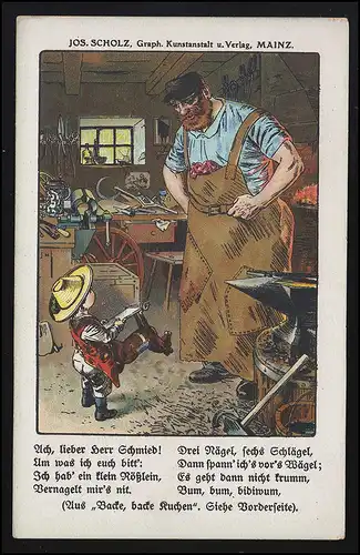 Moutarde "Backe gâteau" Schmied Illustration Franz Jüttner, non utilisé