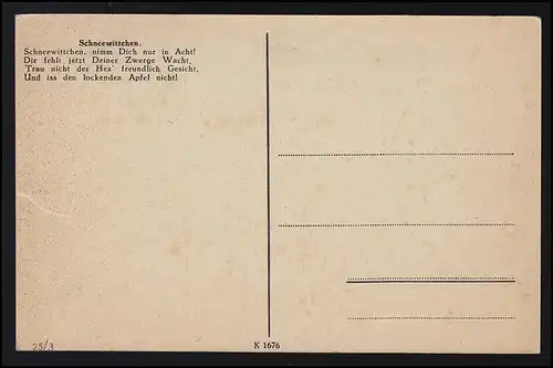 Märchen "Schneewittchen" Hexe bietet vergifteten Apfel an, Vers, ungebraucht
