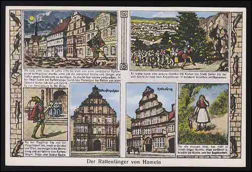 Märchen Geschichte vom Rattenfänger von Hameln Cramers Kunstanstalt, ungebraucht