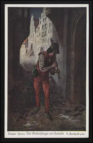 Märchen Rattenfänger von Hameln, O. Herrfurth, Grimm pinx, Ratten, ungebraucht
