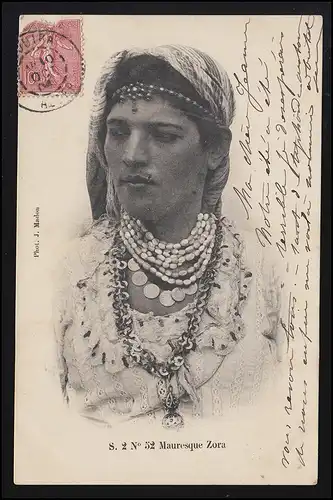Tracht Schmuck Gewand "Mauresque Zora" Maurin Nomadin, Berber, CAHORS 13.10.1904