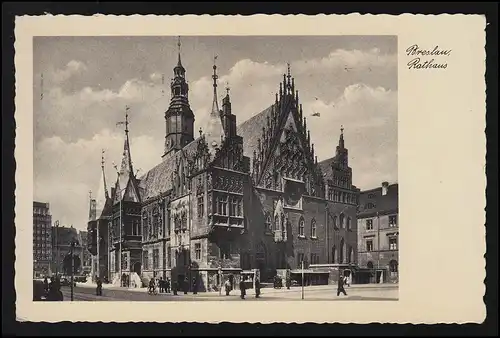 Photo AK Europa Wrocław Hôtel de ville, "chèque de voyage postal," BRESLAU 2 11.9.1941