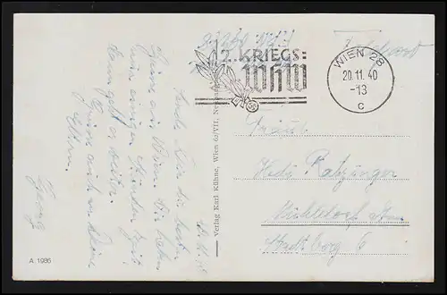 Photo en couleurs AK Europe Autriche Vue sur la tour Stephans Feldpost VIENNE 20.11.40