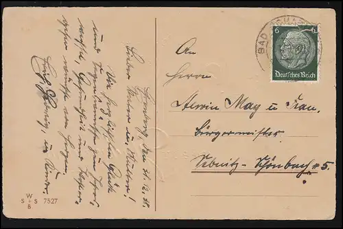 AK avion hélice, trèfle chanceux Nouvel An neige, BAD SCHANDAU 1.1.1939