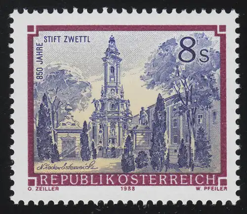 1925 Freimarke: Stifte + Klöster Österreichs, Zisterzienserstift Zwettl, 8 S, **