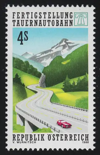 1928 Fertigstellung Tauernautobahn, Teilstück der Autobahn, 4 S, postfrisch **