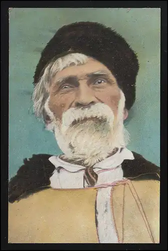 Trachten AK Russland Ukraine alter Mann Umhang Pelz Mütze, Feldpost 8.12.1916