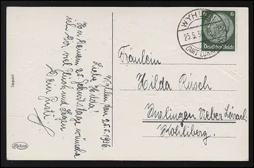 AK avion pilote d'avion enfants saupoudrage Roses Félicitations, WYHLEN 25.5.36