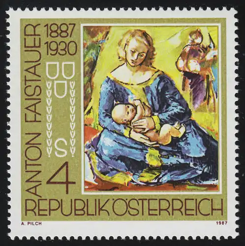 1874 100. Geburtstag, A. Faistauer & A. Paris-Gütersloh, blaue Madonna, 4 S **