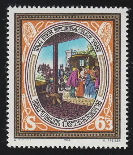 1907 Tag der Briefmarke, Der Postmeister, Lithographie, 6 S + 3 S **