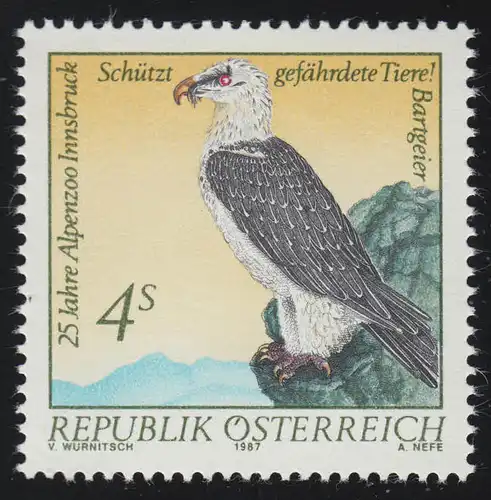 1901 Nature naturelle, 25 ans de zoo alpin Innsbruck, vautour barbu, 4 S post-fraîchissement **