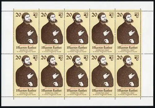 2755I Luther-Kleinbogen 1982, mit PLF I, ** postfrisch