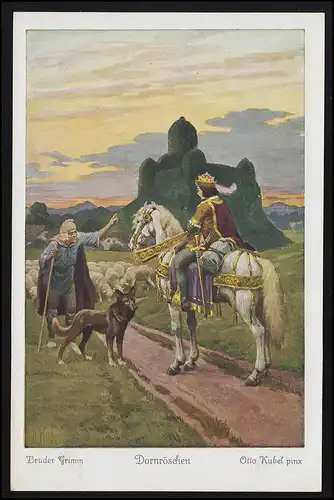 Märchen AK Grimm Serie Dornröschen, Ankunft des Prinzen, Otto Kubel, ungebraucht