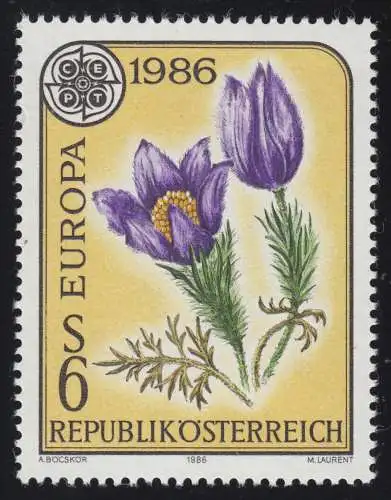 1848 Europa: Natur-und Umweltschutz, Große Küchenschelle, 6 S, postfrisch **