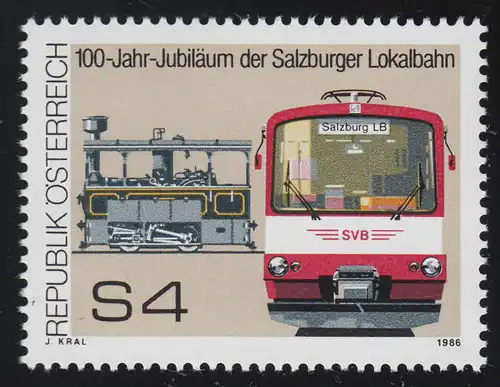 1854 100 Jahre Salzburger Lokalbahn, Dampftram & Triebwagen, 4 S postfrisch **