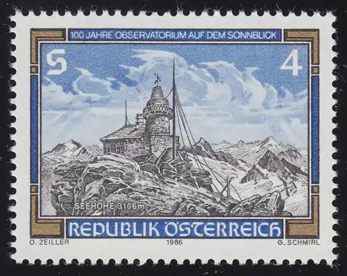 1857 100 Jahre Observatorium auf dem Sonnblick, Observatorium 4 S, postfrisch **