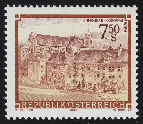 1863 Freimarke: Stifte & Klöster Österreichs, Dominikanerkonvent Wien, 7.50 S **