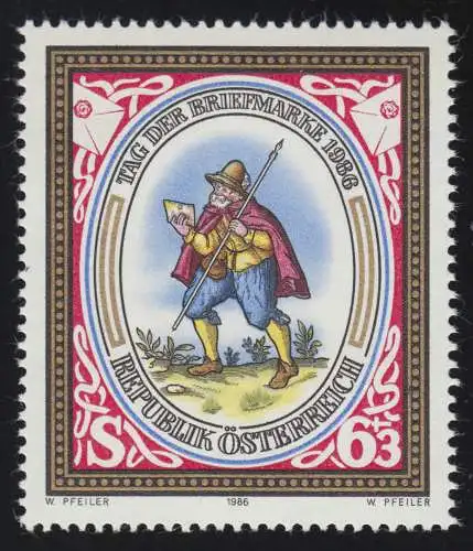 1869 Tag der Briefmarke, Nürnberger Briefbote (16. Jh.), 6 S+ 3 S, postfrisch **