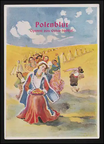 Publicité AK Schiller Theater "Sang de Pologne" Operette O. Nebbal, inutilisé SZ 1936-37